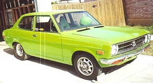 Lime green 2-dr sedan